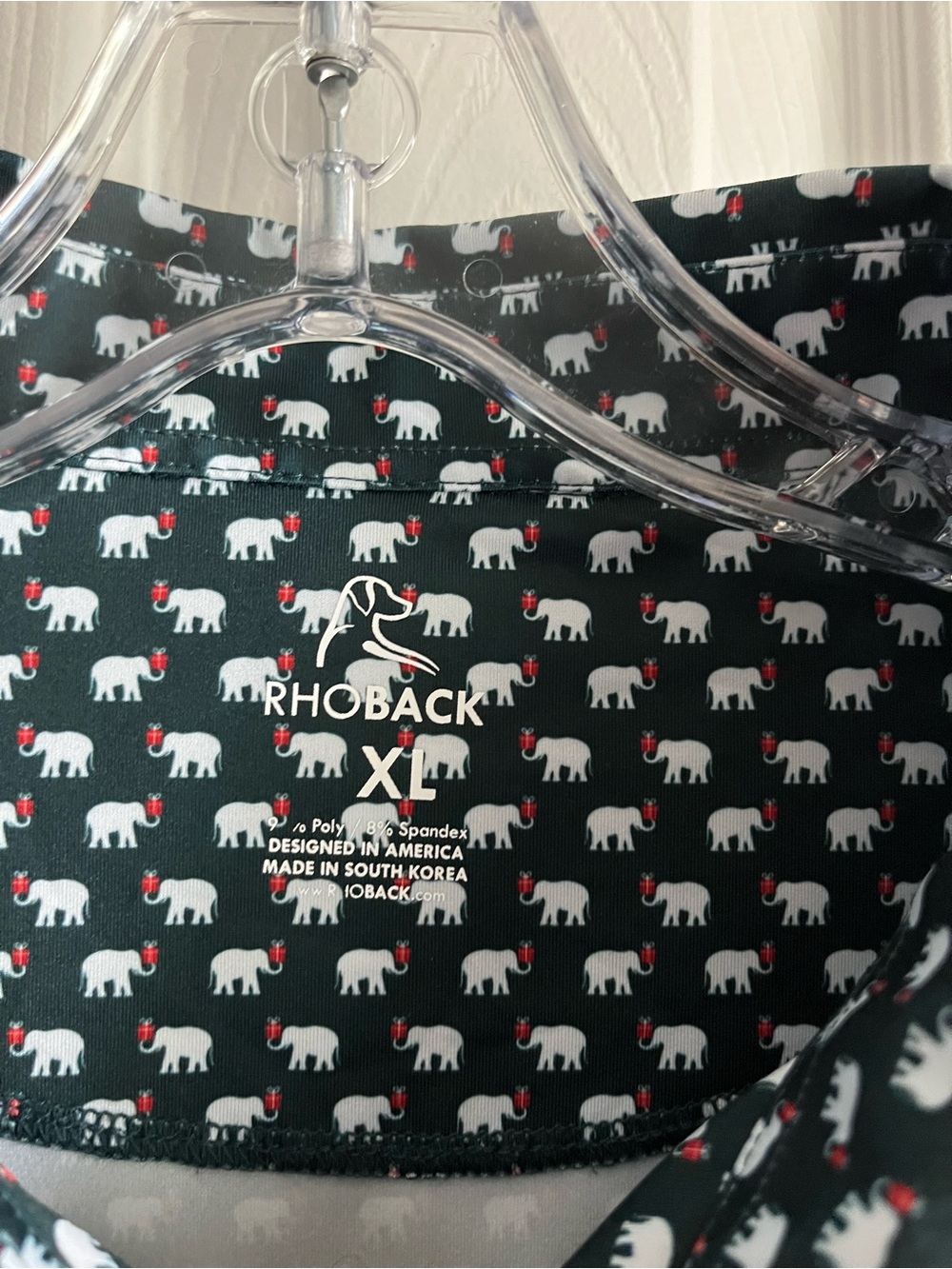 Rhoback Men’s Green White Elephant Performance Polo Shirt Men’s Size XL - Picture 2 of 4